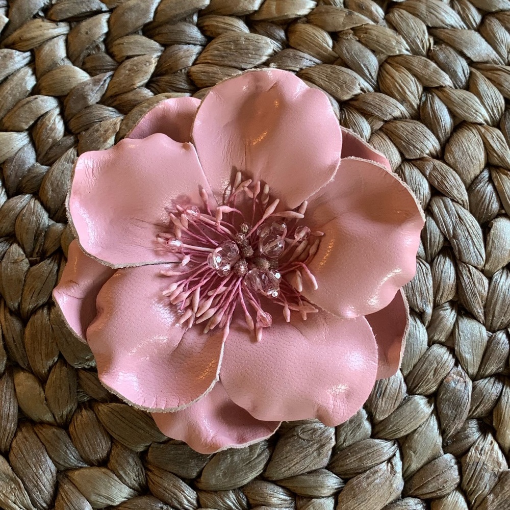 Leather Pink Brooch